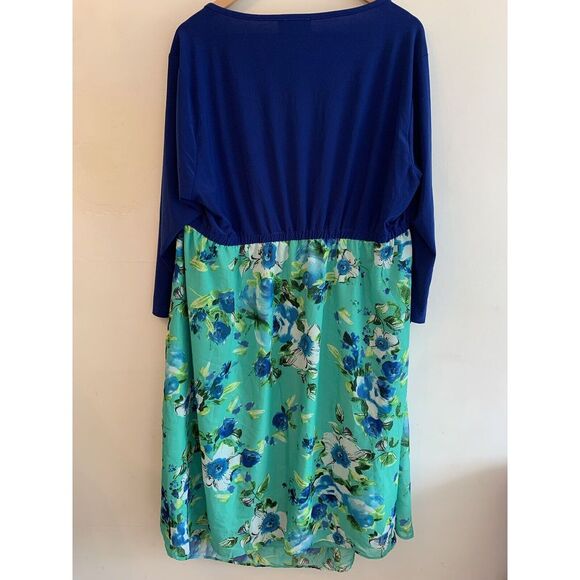 IGIGI by Yuliza Raquel Maxi Dress Floral Blue Green V Neck 30/32 Long Fringe - Picture 5 of 13